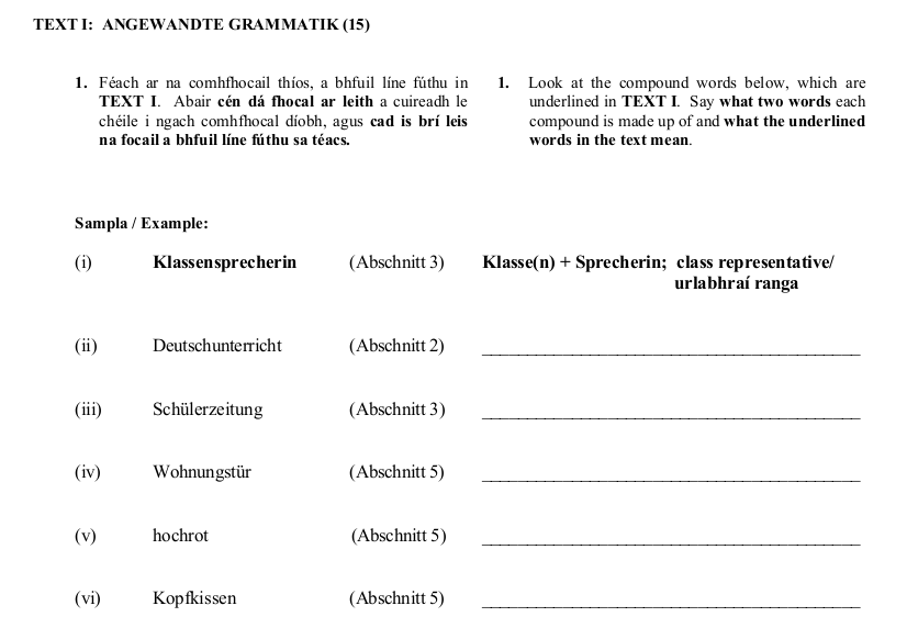 2011 LC Ordinary German Angewandte Grammatik
