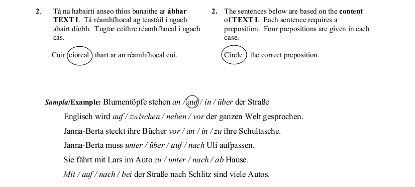 2012 LC Ordinary German Angewandte Grammatik