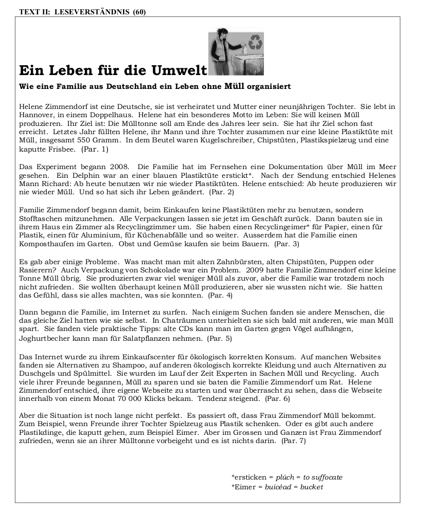 2012 LC Ordinary German Reading Comprehension 2