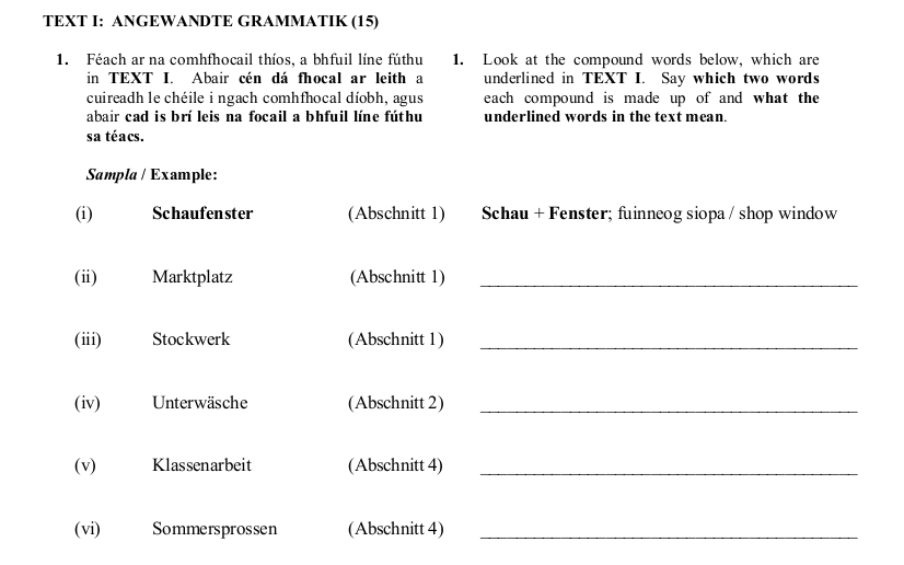 2013 LC Ordinary German Angewandte Grammatik