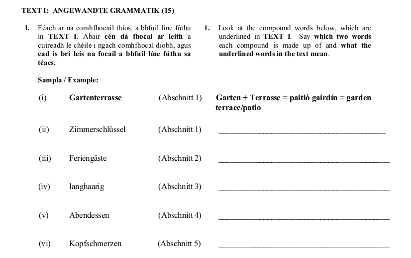 2014 LC Ordinary German Angewandte Grammatik